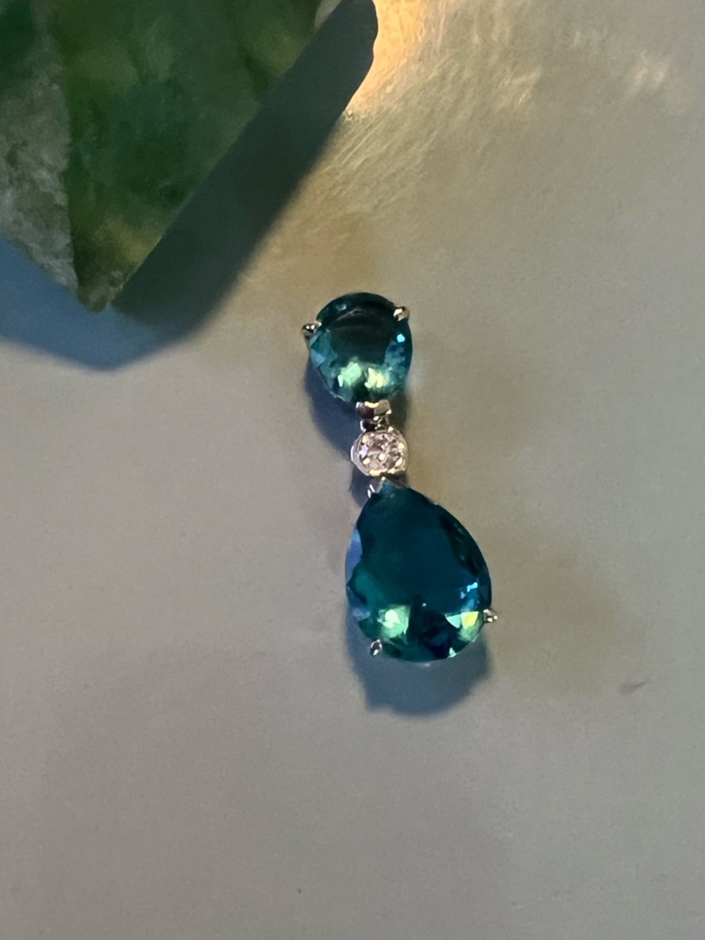 Signed FAS 925 Teal Blue Teardrop Pendant - - - Elegant Women’s Jewelry